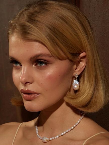 By Alona Mimi Drop Earrings, Crystal/Pearl - view 2, Crystal/Pearl