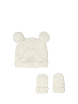 Katie Loxton Hat & Mittens Set, White, White
