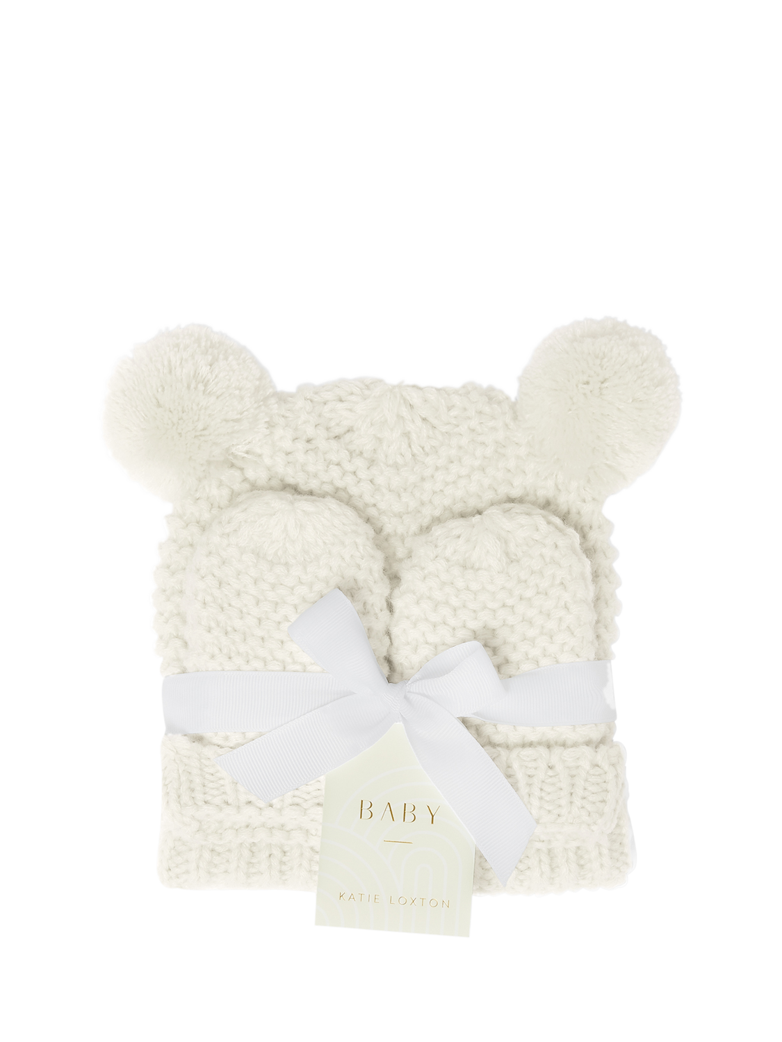 Product image 2 of 5, which shows Katie Loxton Hat & Mittens Set, White
