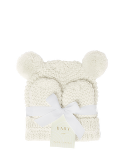 Katie Loxton Hat & Mittens Set, White - view 2, White