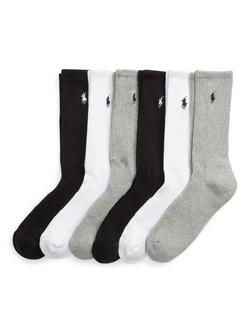 Ralph Lauren Polo Pony Cotton Blend Socks, Pack of 6, Multi Multi