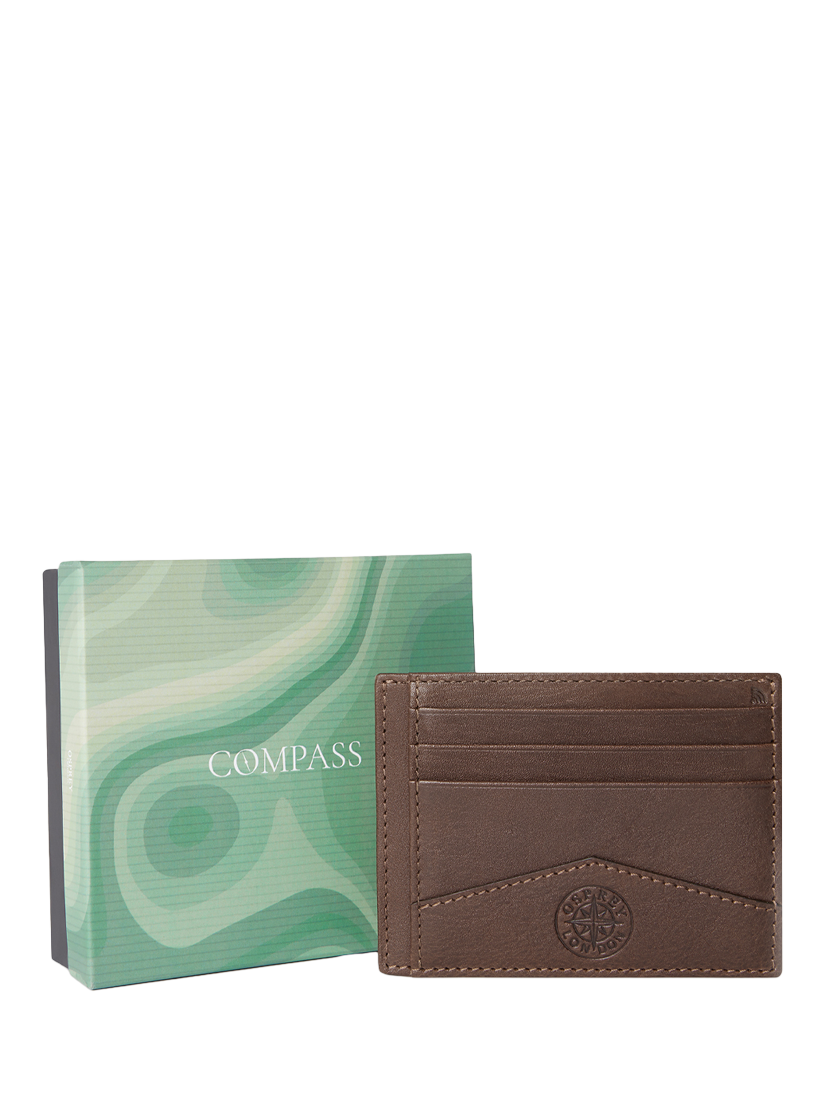 Product image 2 of 5, which shows OSPREY LONDON Compass Leather Card Holder, Tan