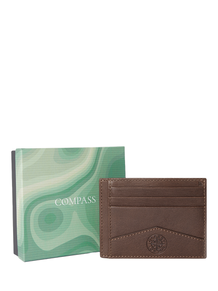 OSPREY LONDON Compass Leather Card Holder, Tan - view 2, Tan