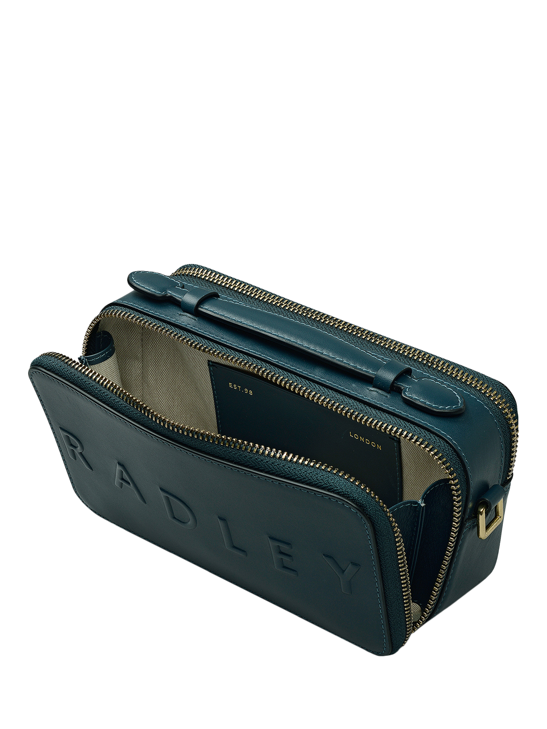 Product image 3 of 6, which shows Radley Calvert Road Leather Mini Camera Bag, Teal