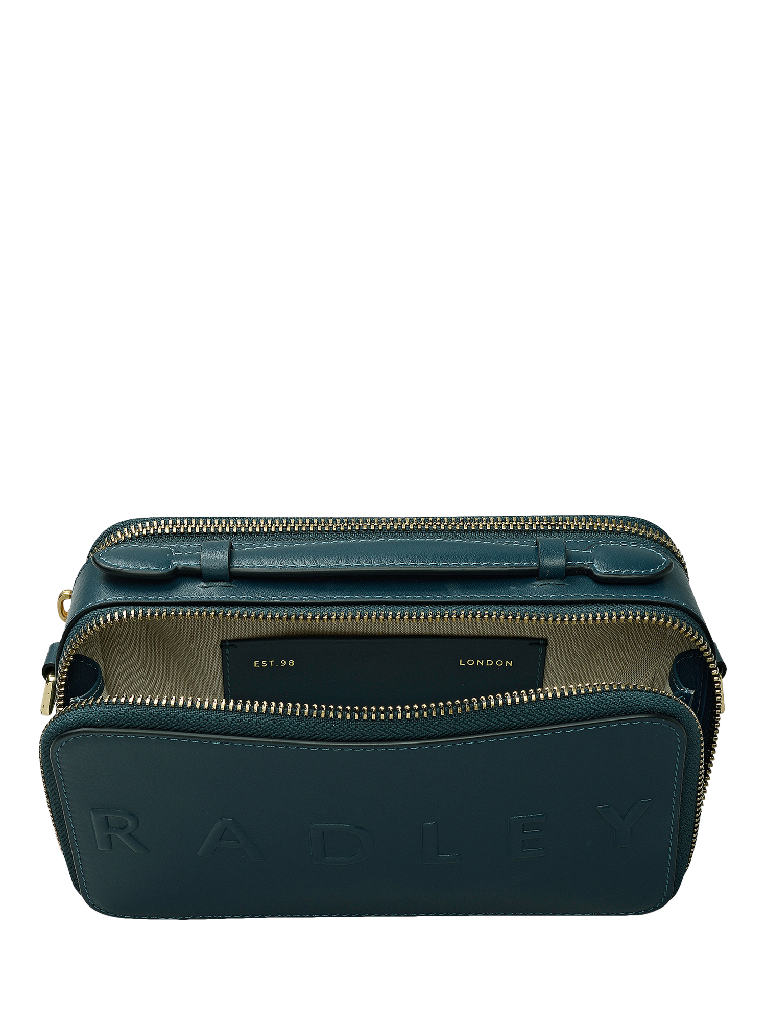 Product image 4 of 6, which shows Radley Calvert Road Leather Mini Camera Bag, Teal