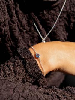 Dower & Hall Chain Gem Bracelet - view 2, Silver/Blue Topaz