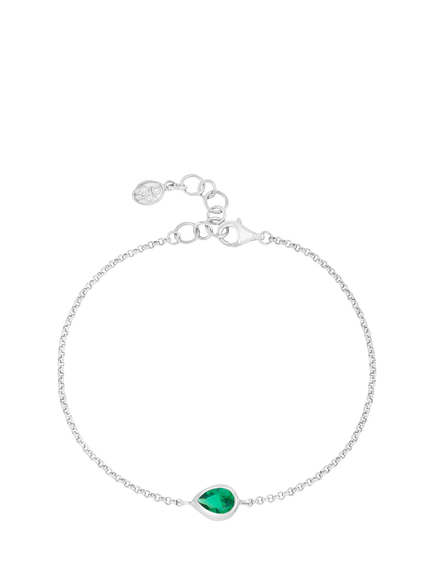 Dower & Hall Chain Gem Bracelet, Silver/Green Garnet