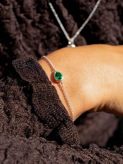 Dower & Hall Chain Gem Bracelet - view 2, Silver/Green Garnet