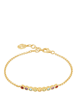 Dower & Hall Multi Stone Chain Bracelet, Gold/Multi, Gold/Multi
