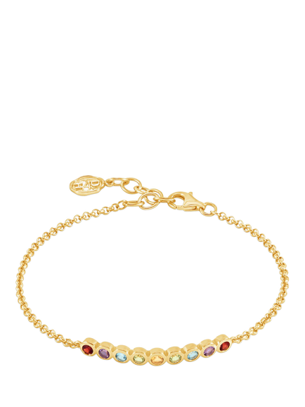 Dower & Hall Multi Stone Chain Bracelet, Gold/Multi, Gold/Multi
