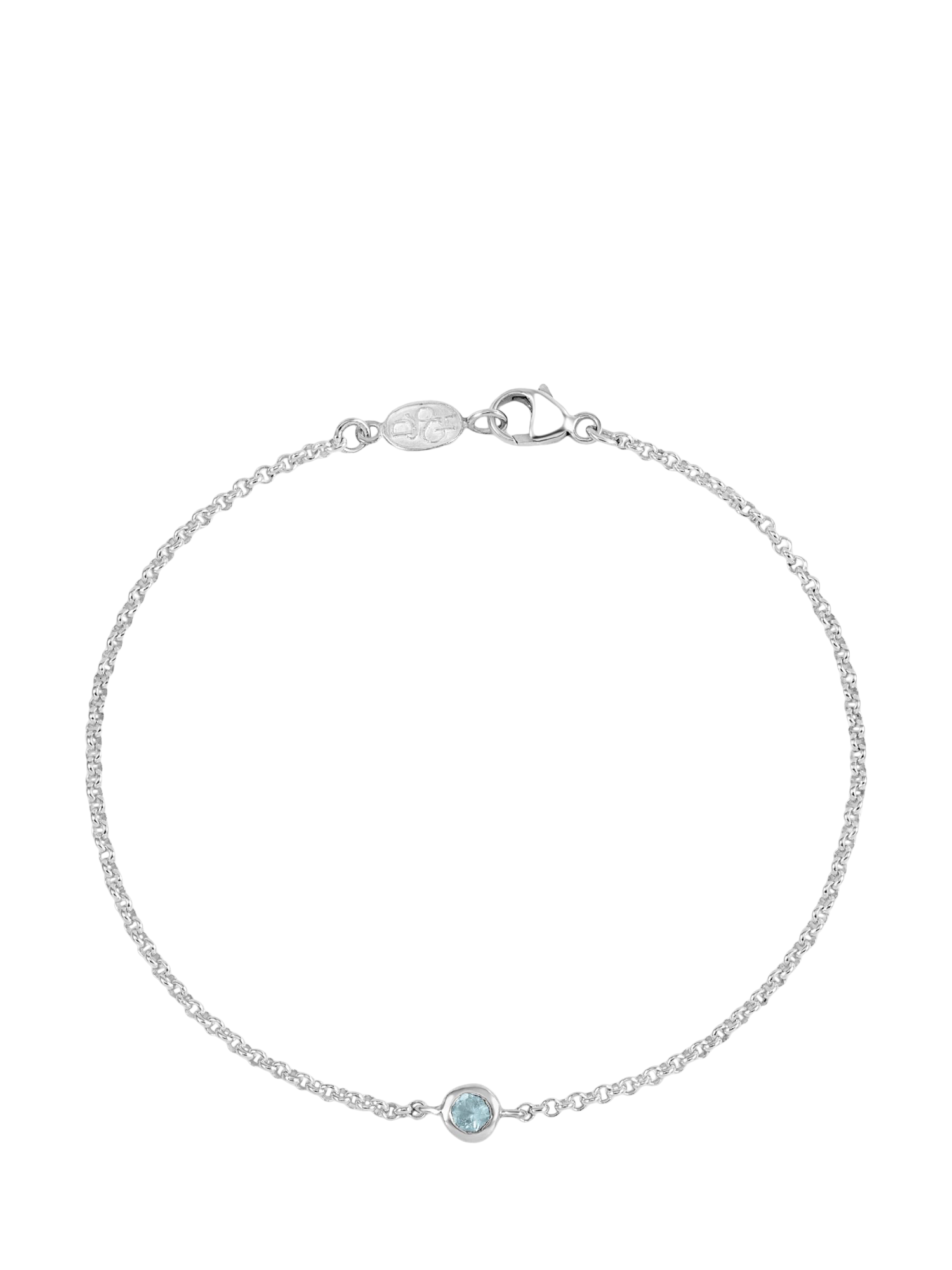 Product image 1 of 4, which shows Dower & Hall True Aquamarine Dewdrop Chain Bracelet, Silver