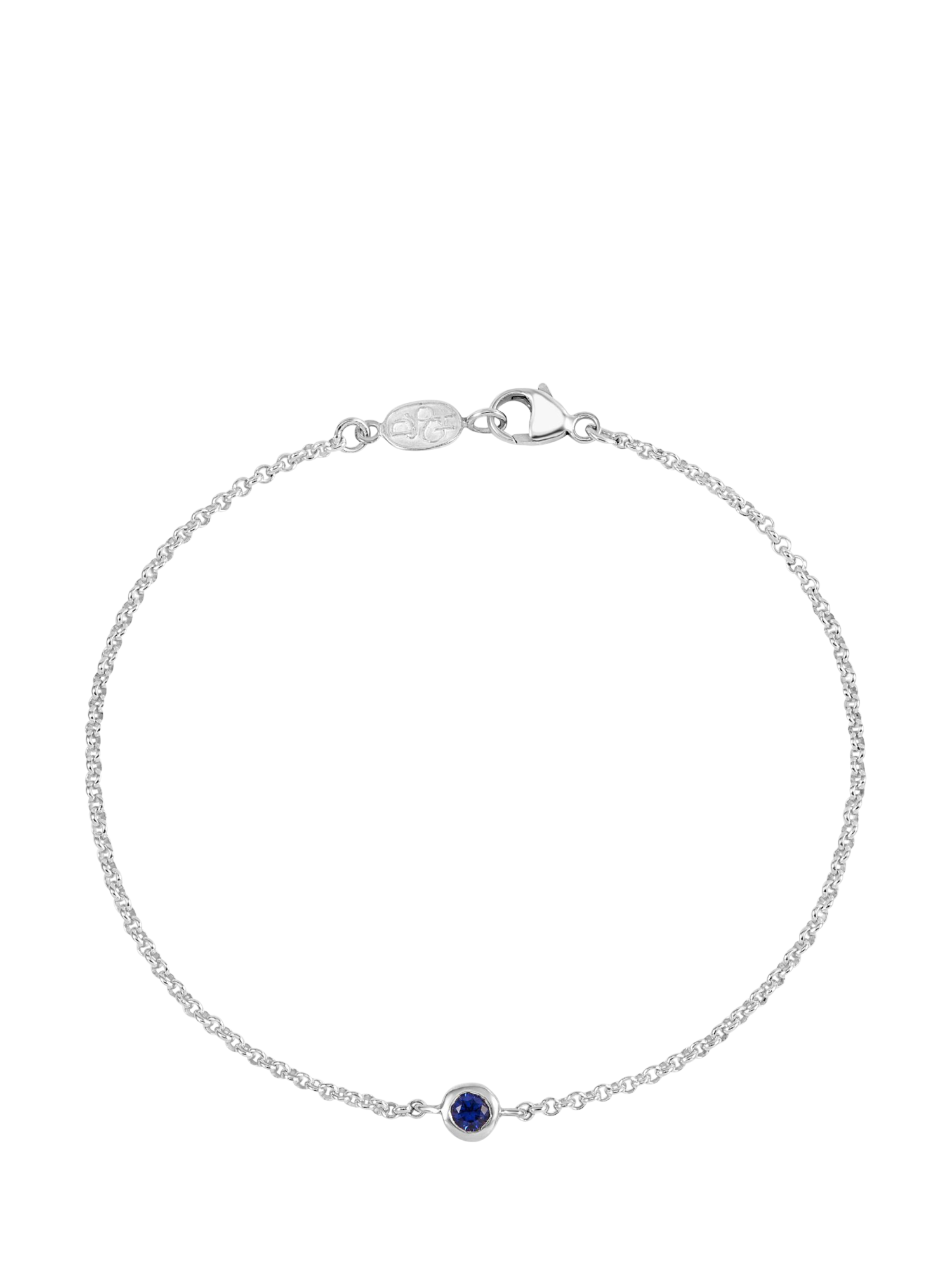 Product image 1 of 3, which shows Dower & Hall True Sapphire Dewdrop Chain Bracelet, Silver
