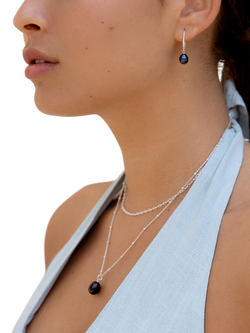 Dower & Hall 8mm Oval Peacock Luna Pearl Drop Earrings, Silver/Purple - view 2, Silver/Purple