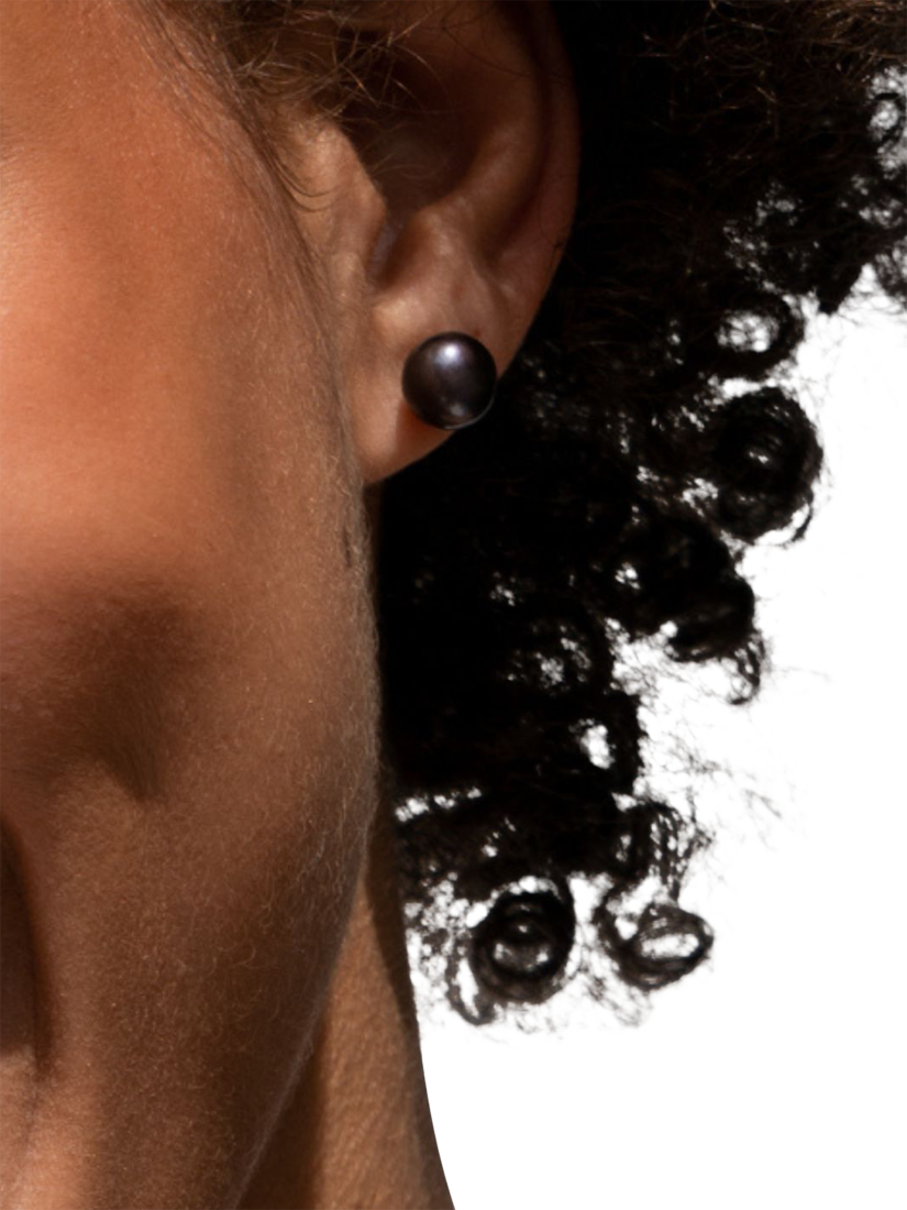 Product image 4 of 5, which shows Dower & Hall 8mm Freshwater Pearl Stud Earrings, Peacock/Silver