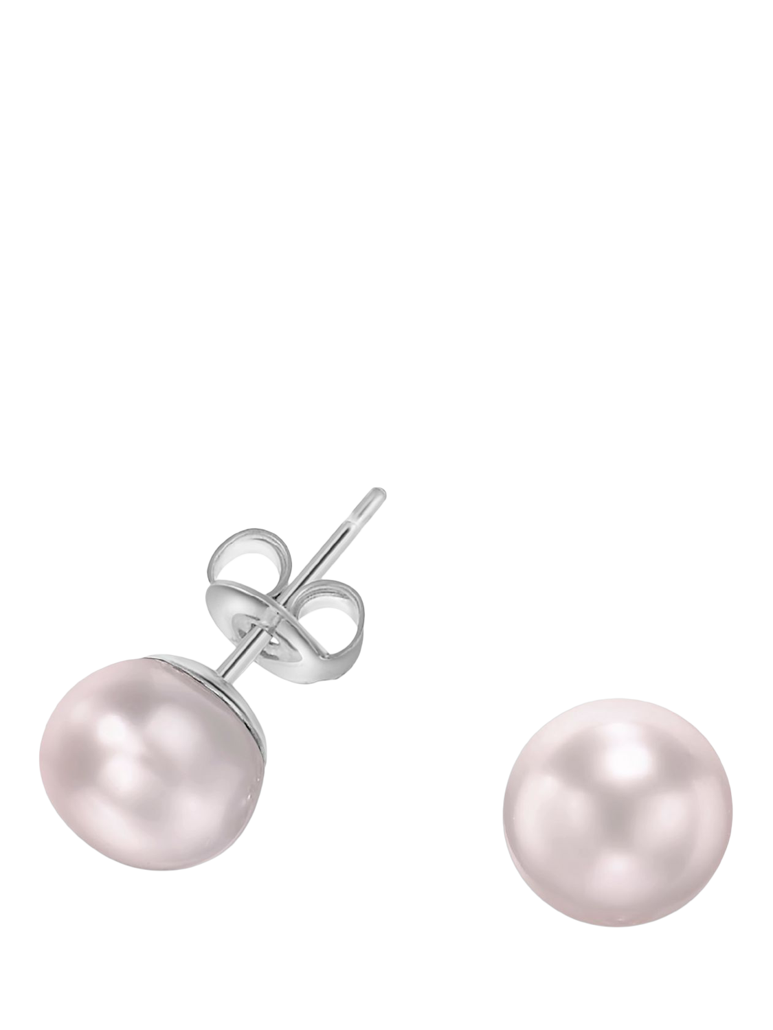 Product image 1 of 4, which shows Dower & Hall 8mm Freshwater Pearl Stud Earrings, Pink/Silver