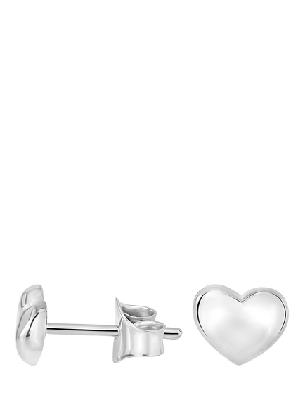 Dower & Hall Mini Puff Heart Stud Earrings, Silver