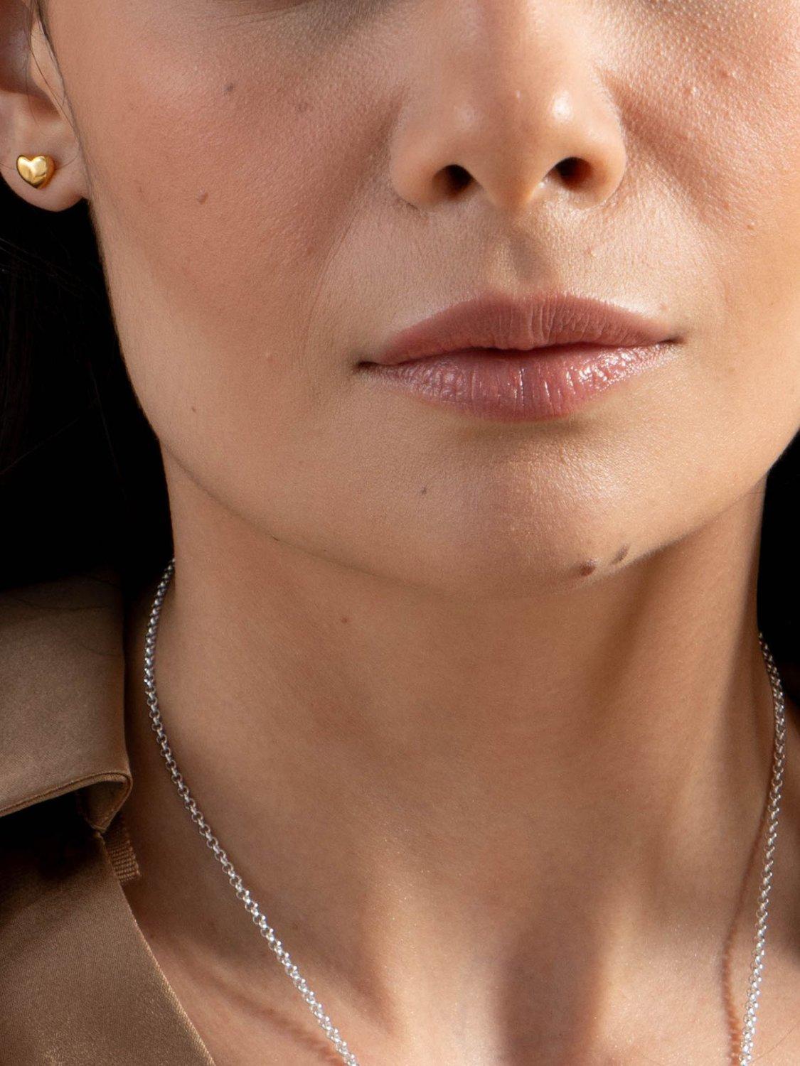 Product image 3 of 5, which shows Dower & Hall Mini Puff Heart Stud Earrings, Gold