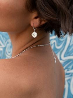 Dower & Hall True North Compass Drop Earrings - view 2, Silver