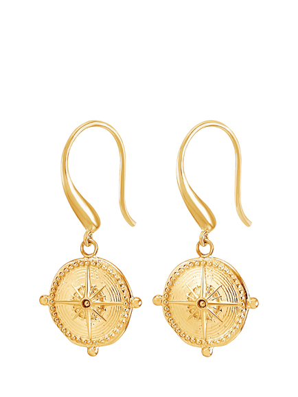 Dower & Hall True North Compass Drop Earrings, Gold