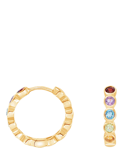 Dower & Hall Rainbow Gem Huggie Hoop Earrings, Gold/Multi, Gold/Multi