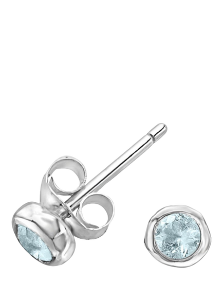 Dower & Hall Sterling Silver 3mm Dewdrop Stud Earrings, Aquamarine