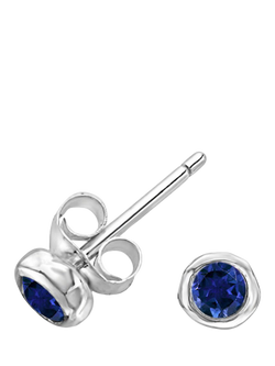 Dower & Hall Dewdrop Sapphire Stud Earrings, Silver/Blue, Silver/Blue