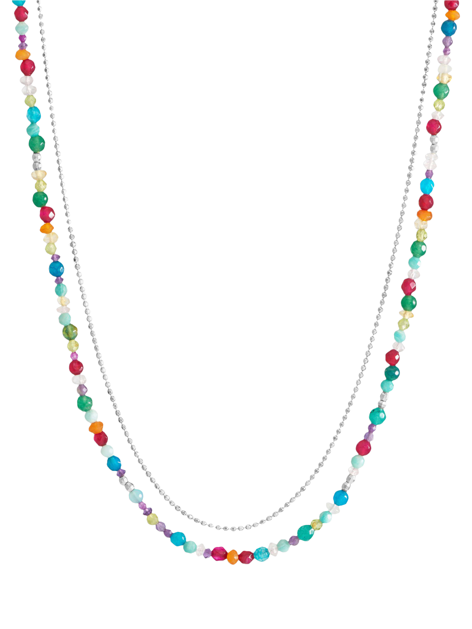 Product image 1 of 3, which shows Dower & Hall Orissa Beaded Necklace, Silver/Multi