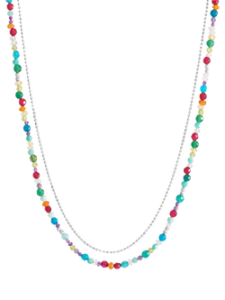 Dower & Hall Orissa Beaded Necklace, Silver/Multi, Silver/Multi