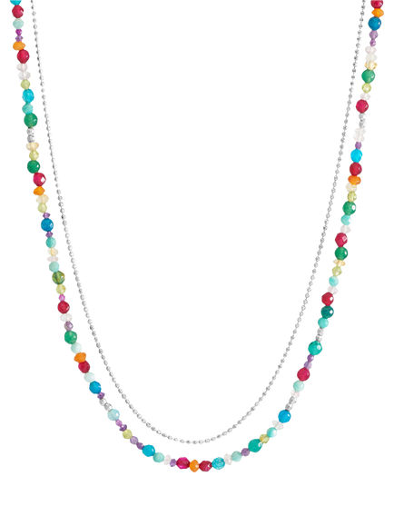 Dower & Hall Orissa Beaded Necklace, Silver/Multi, Silver/Multi