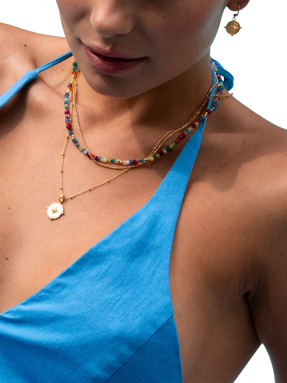 Product image 2 of 5, which shows Dower & Hall Orissa Layer Necklace, Gold