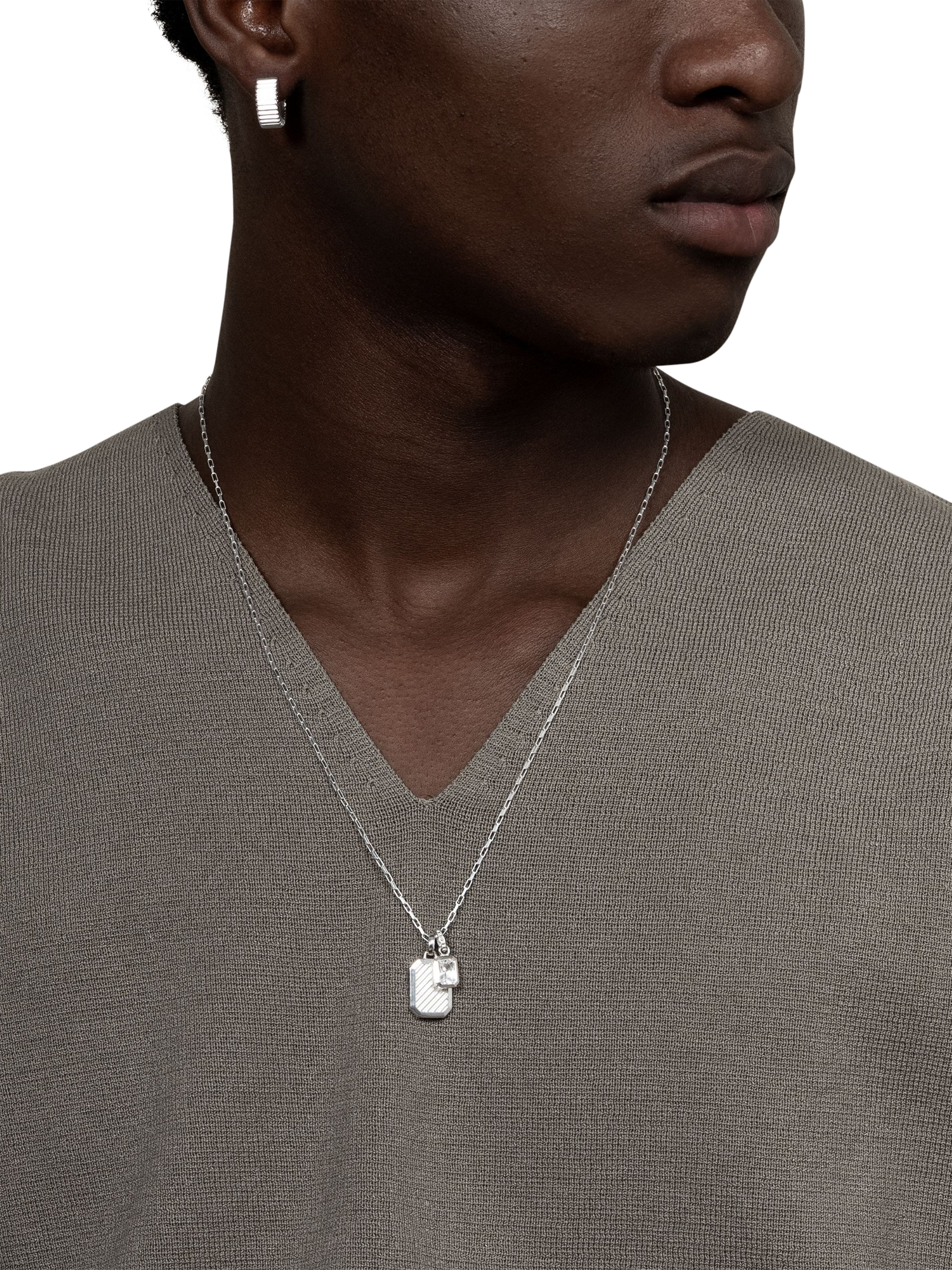 Product image 3 of 5, which shows Dower & Hall Men's Humbug Necklace, Silver