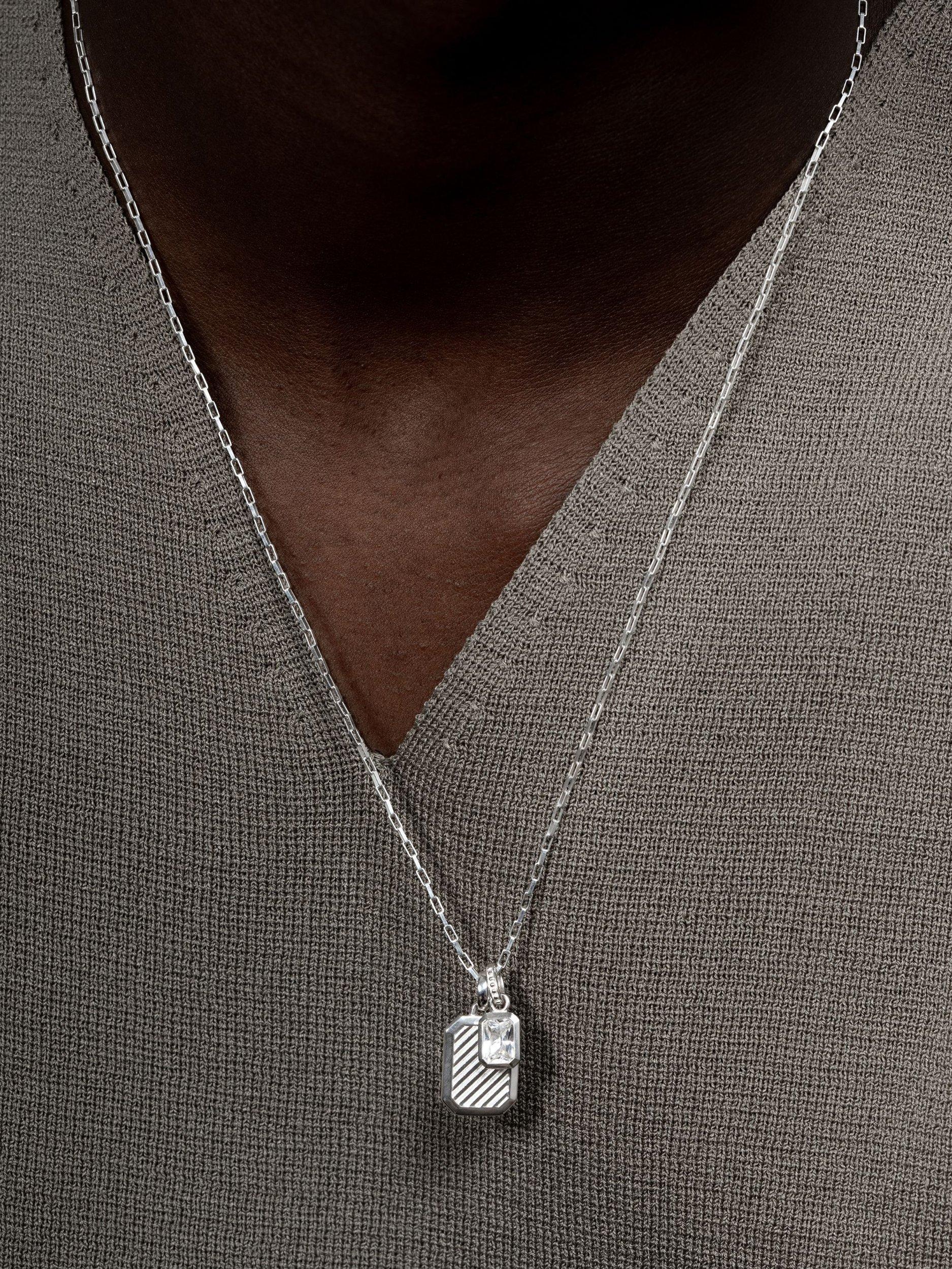 Product image 4 of 5, which shows Dower & Hall Men's Humbug Necklace, Silver