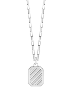 Dower & Hall Men's ID Tag Humbug Necklace, Silver, Silver