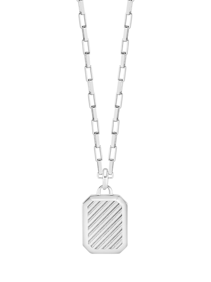 Dower & Hall Men's ID Tag Humbug Necklace, Silver, Silver