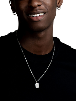 Dower & Hall Men's ID Tag Humbug Necklace, Silver - view 2, Silver