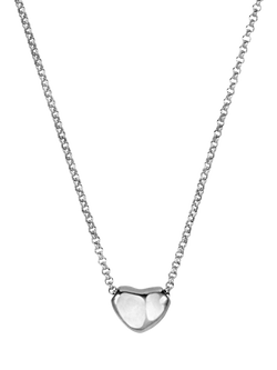 Dower & Hall Mini Puff Heart Necklace, Gold/Silver, Silver