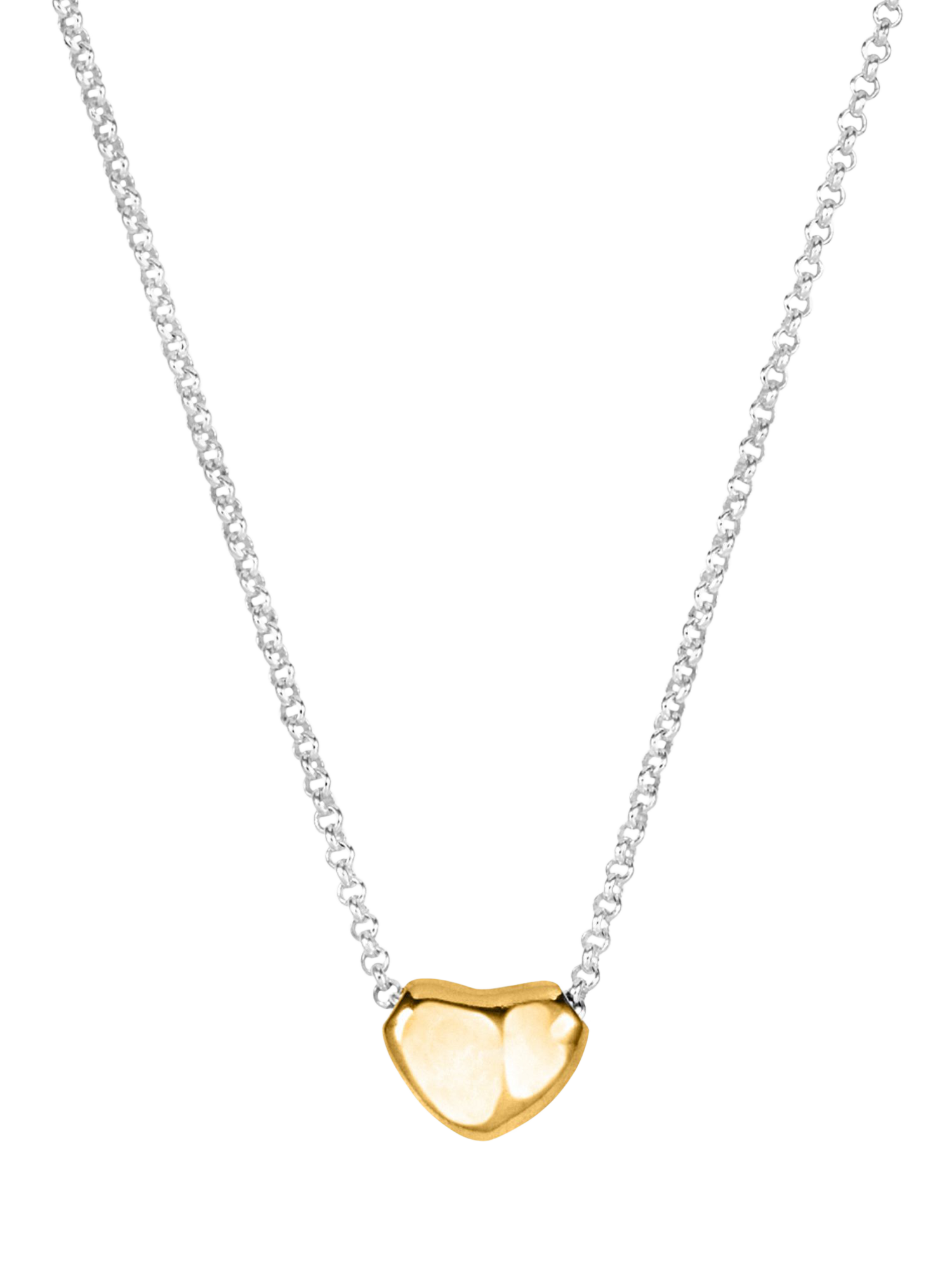 Product image 1 of 4, which shows Dower & Hall Mini Puff Heart Necklace, Gold/Silver