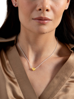 Dower & Hall Mini Puff Heart Necklace, Gold/Silver - view 2, Silver/Gold