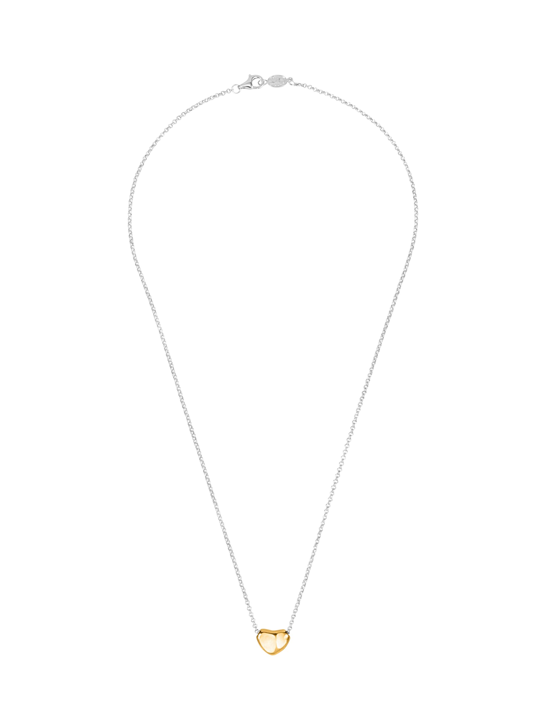 Product image 4 of 4, which shows Dower & Hall Mini Puff Heart Necklace, Gold/Silver