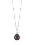 Dower & Hall 10mm Freshwater Pearl Pendant Necklace, Peacock/Silver