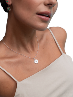 Dower & Hall True North Compass Charm Necklace, Silver - view 2, Silver