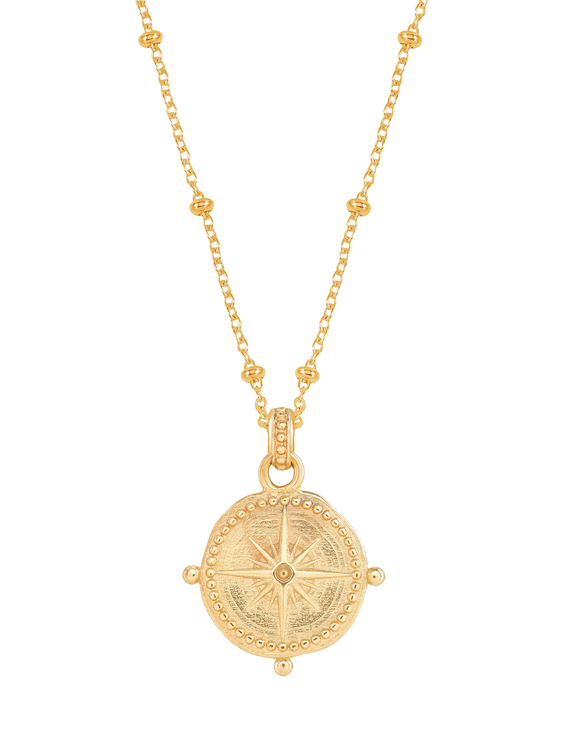 Product image 1 of 5, which shows Dower & Hall True North Compass Pendant Necklace, Gold