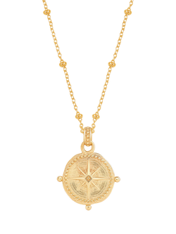 Dower & Hall True North Compass Pendant Necklace, Gold, Gold
