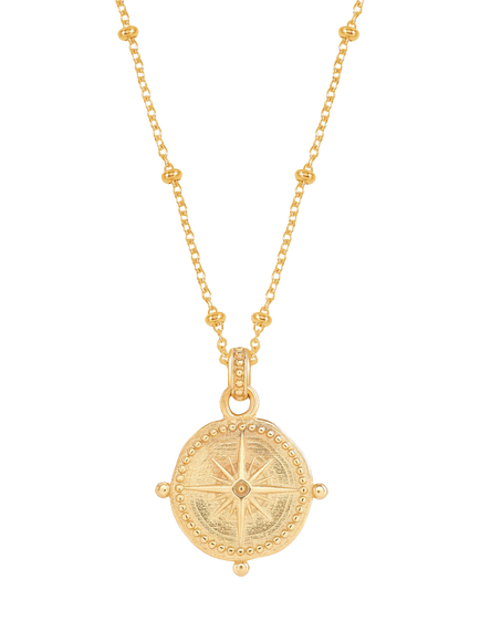 Dower & Hall True North Compass Pendant Necklace, Gold, Gold