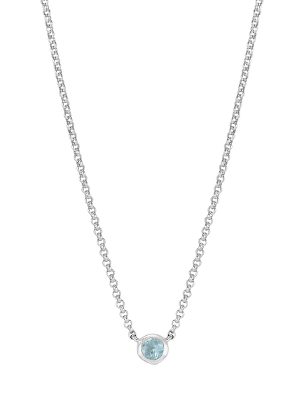 Dower & Hall 4mm Aquamarine Dewdrop Chain Necklace, Silver, Silver