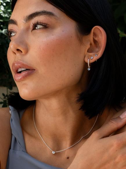 Dower & Hall 4mm Aquamarine Dewdrop Chain Necklace, Silver - view 2, Silver
