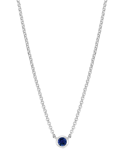Dower & Hall 4mm Sapphire Dewdrop Chain Necklace, Silver, Silver