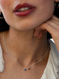 Dower & Hall 4mm Sapphire Dewdrop Chain Necklace, Silver