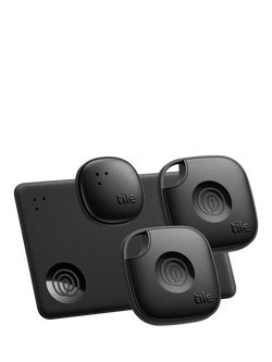 Life360 Tile Essentials Item Finder with Bluetooth Tracker, iOS & Android Compatible, Pack of 4, Black, Black/White