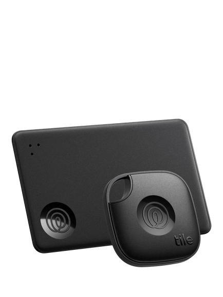 Life360 Tile Mate & Tile Slim Starter Pack Item Finder with Bluetooth Tracker, iOS & Android Compatible, Pack of 2, Black, Black